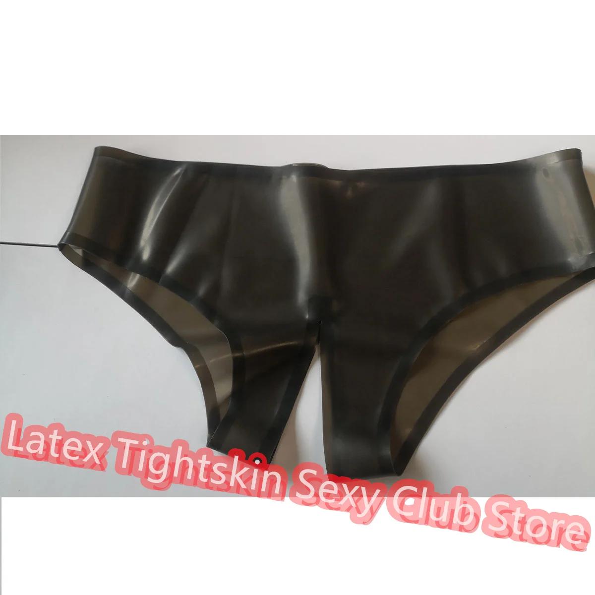 Women Sexy Latex Briefs Open Hole Transparent Black Shorts Underwear Club Wear