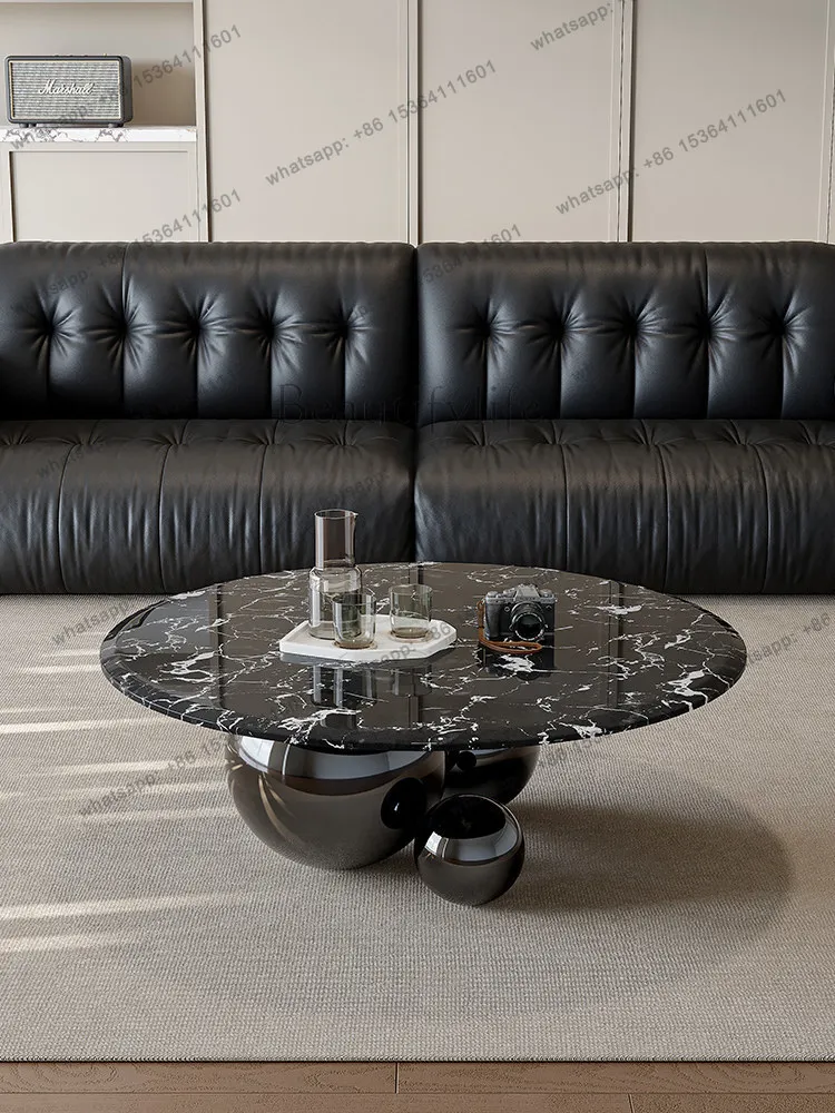 

Итальянский минималистичный мраморный журнальный столик для гостиной, легкий роскошный столик для небольшой квартиры, креативный чайный столик из нержавеющей стали.