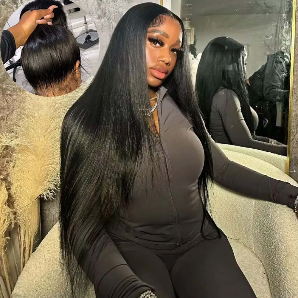 220 밀도 360 풀 HD 레이스 하이라이트 가발 인모 4/27 본 스트레이트 레이스 프론탈 가발 13x6 브라운 옴브레 레미 프리 플러킹 가발