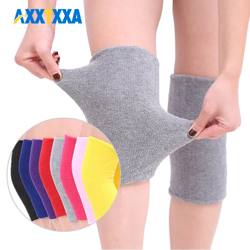 1Pair Elastic Towel Knee Pads Dance Protection Cover Winter Warm Thermal Knee Sleeves for Joint Pain Arthritis Relief Lady Men