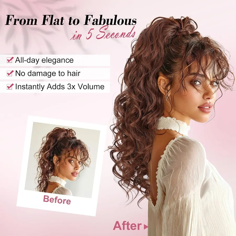 20 مشبك مخلب تمديد ذيل حصان مموج مع قطعة شعر صناعية طبيعية للنساء مثالية للارتداء اليومي وتصفيف غير رسمي في أوبو #4