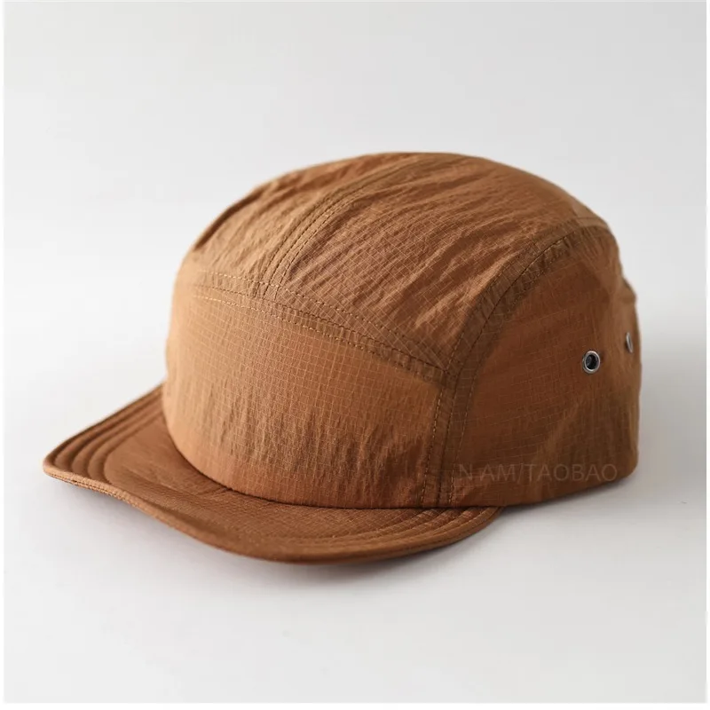 New Soft Brim Plaid Quick-drying Hat for Men and Women Summer Casual Breathable Five-panel Sunshade Flat Brim Baseball Caps