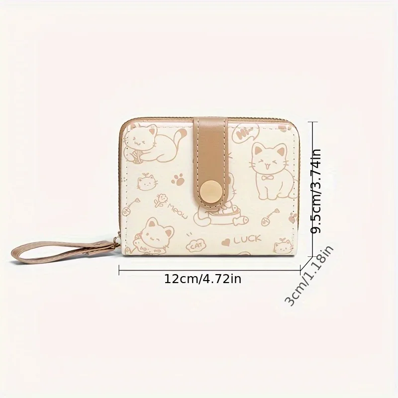 Women Wallet Coin Purse Printed Cute Bear Wallets Tri-Fold Snap Closure Student Short Card Card Holder Coin Purse Clutch ID Clip view 4