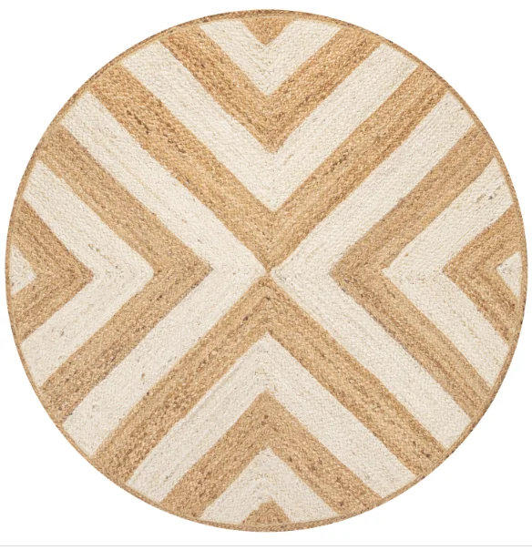 Rug 100% Natural Jute Cotton Braided Style Round Rug Reversible Modern Look Rug Living Room Decoration