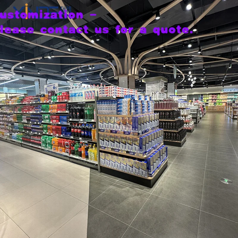 custom.XINDE Heavy Duty Double-Sided Supermarket Shelf Display Racks Retail Store Metal Gondola Shelving Single-Sided Feature