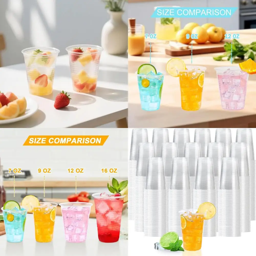 

9 oz Disposable Clear Plastic Cups, 2000 Pack for Parties, Suitable for Hot Drinks, Soda, and Juice