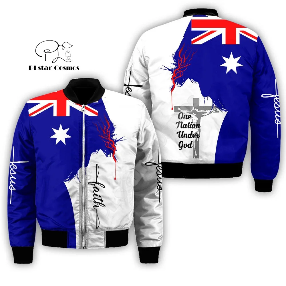 Custom Name Country Flag Australia Aborigine Culture Tribal Retro 3DPrint Men/Women Overcoat Casual Windbreaker Bomber Jacket X3