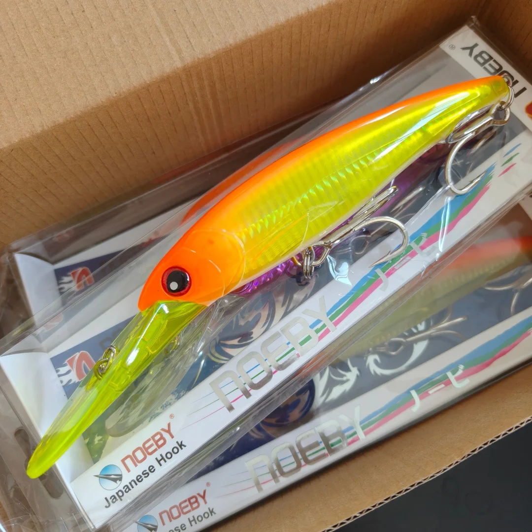 

Noeby 3pcs 16cm 73g Slow Sinking Trolling Minnow Lure, Deep Diving 5-8m Crankbait for Mackerel & Sea Bass