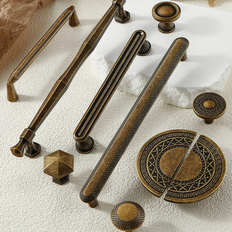 Antique Wardrobe Door Handle, Modern Light Luxury, Simple Antique Bronze Color, Retro Drawer Cabinet, Wine Cabinet Handle