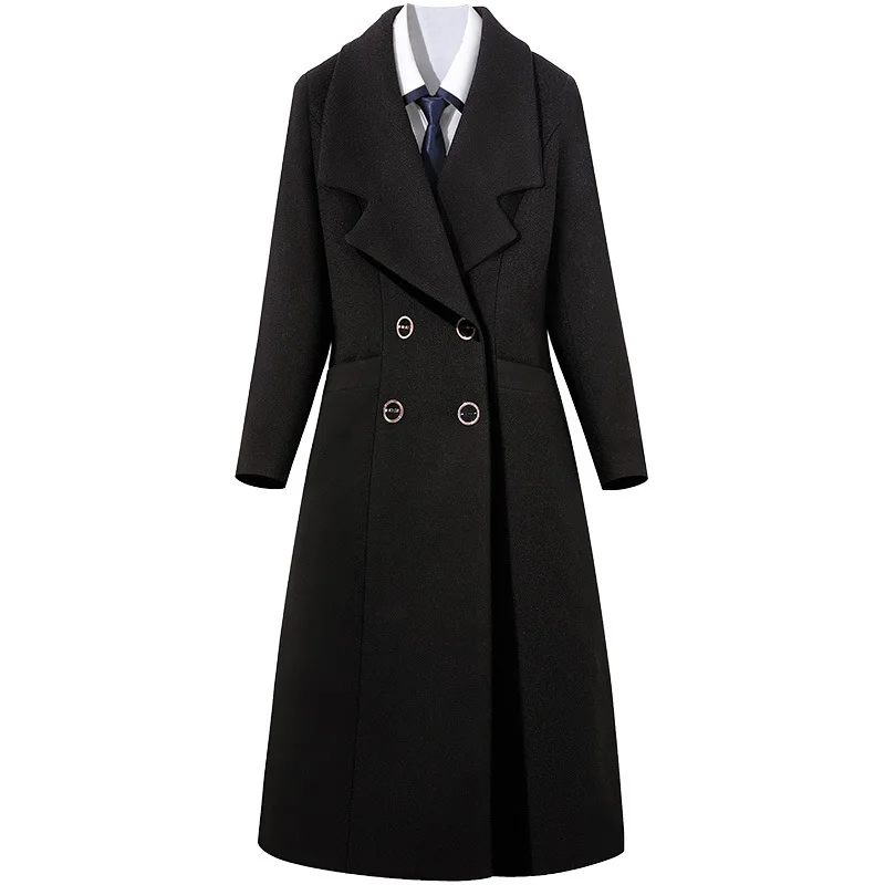 Professional tooling coat women's medium and long thickened jewelry store sales department front desk work clothes woolen