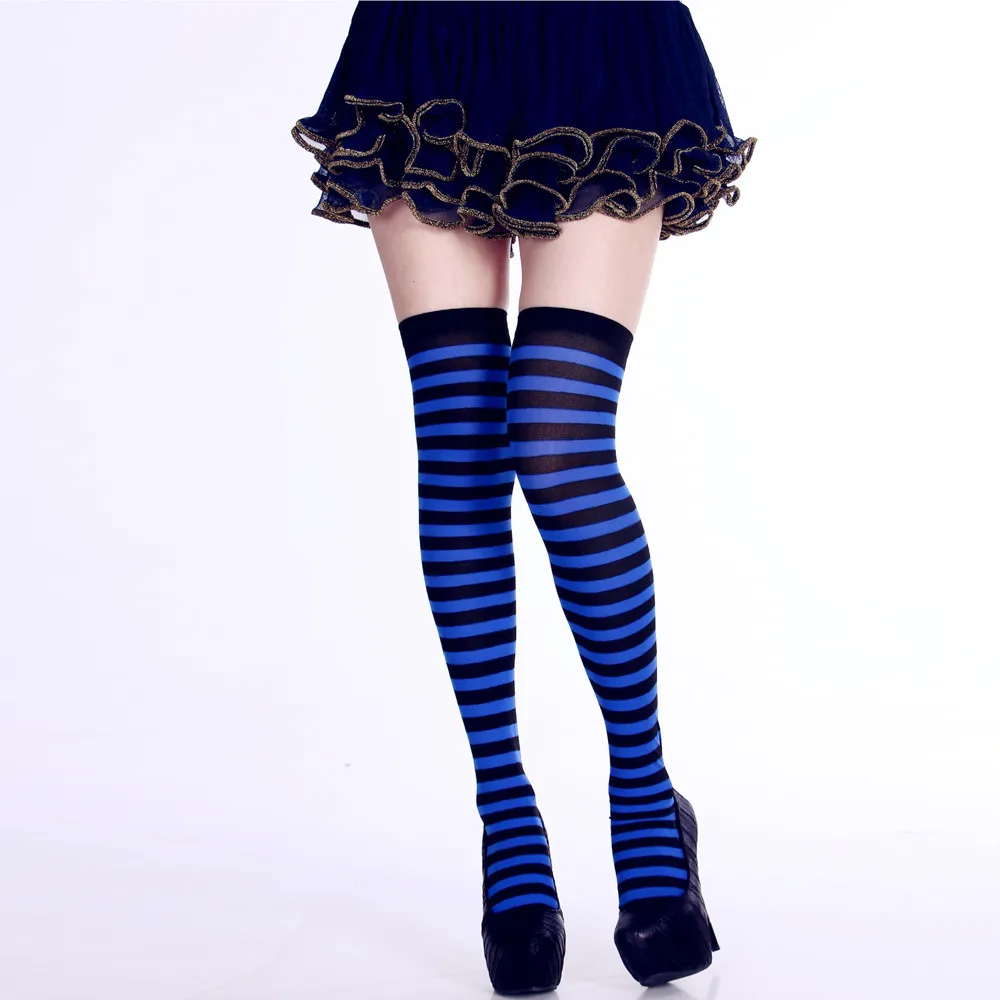 New Colorful Rainbow Stockings Striped Long Socks Women Thigh High Socks Over The Knee Stockings Ladies Knee High Socks 2024