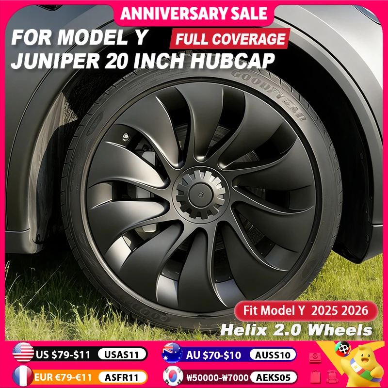 

Комплект из 4 колпаков на 20-дюймовые диски для Tesla Model Y Juniper Performance, полноразмерные колпаки для полноприводных автомобилей, аксессуары для авто, 2025+