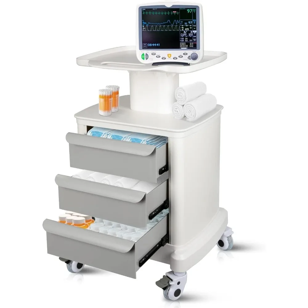 عربة طبية مع أدراج على عجلات عربة الموجات فوق الصوتية المتنقلة عربات الأسنان المتداول عربة تخزين التجميل مع عجلات العجلات #1