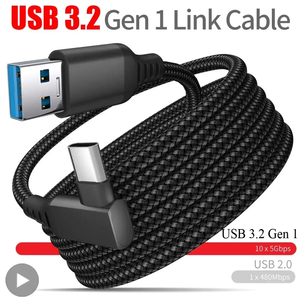 Virtual Reality VR Glasses Cable USB A To Type C 5M for Meta Oculus Quest 2 Quest2 Link Game Accessories Headset Helmet Gaming