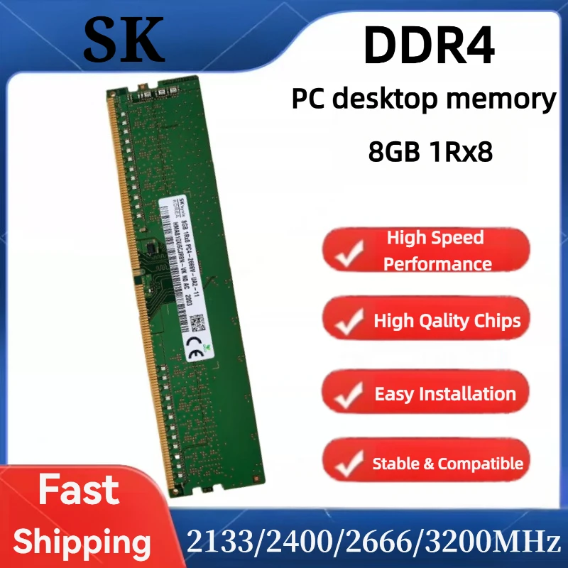 For SK Hynix DDR4 8GB 1Rx8 RAM 2133/2400/2666/3200MHz 288Pin UDIMM 1.2V Non-ECC PC4-21300 25600 Desktop Memory For Intel AMD