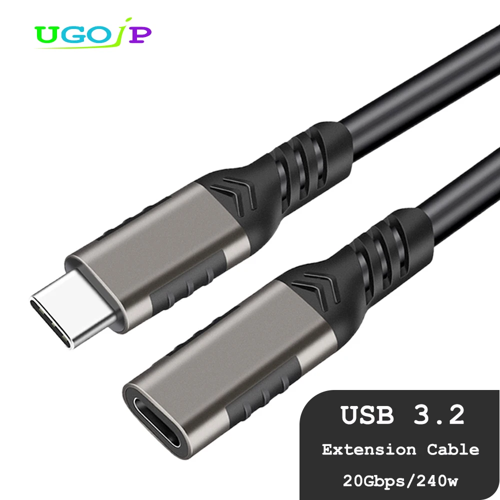 Przedłużacz USB3.2 UGOjP Typ C 20Gbps, kabel przedłużający USB3.2 Gen2*2 USB C męski na żeński do transmisji danych, do komputera PC, laptopa, Macbooka — zdjęcie produktu 7