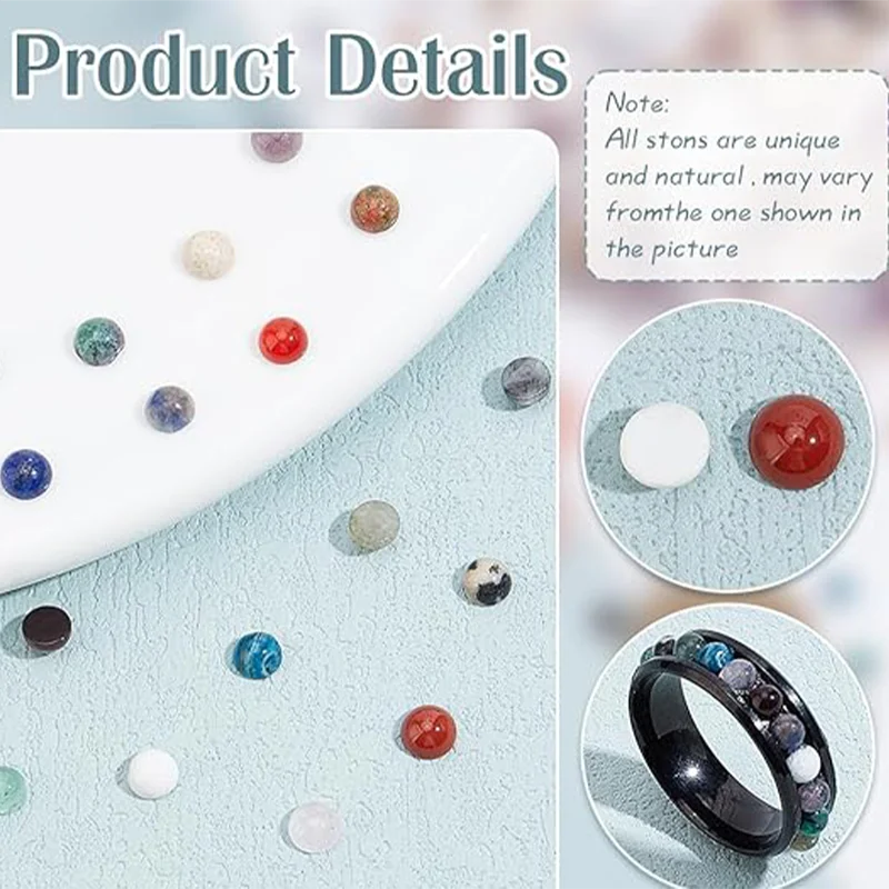B&F Round Cabochon Gemstone Flackback Cabochon—Natural Stoneoose Gemstone for Jewelry Making,Customized Size 10/12/14/16/18/20mm