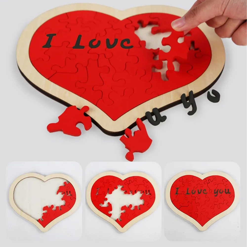 

Valentine's Day Wooden Love Puzzle Gift with Stand For Men Women Kids Puzzle Game Romantic Valentine's Day Gift Adult Toy