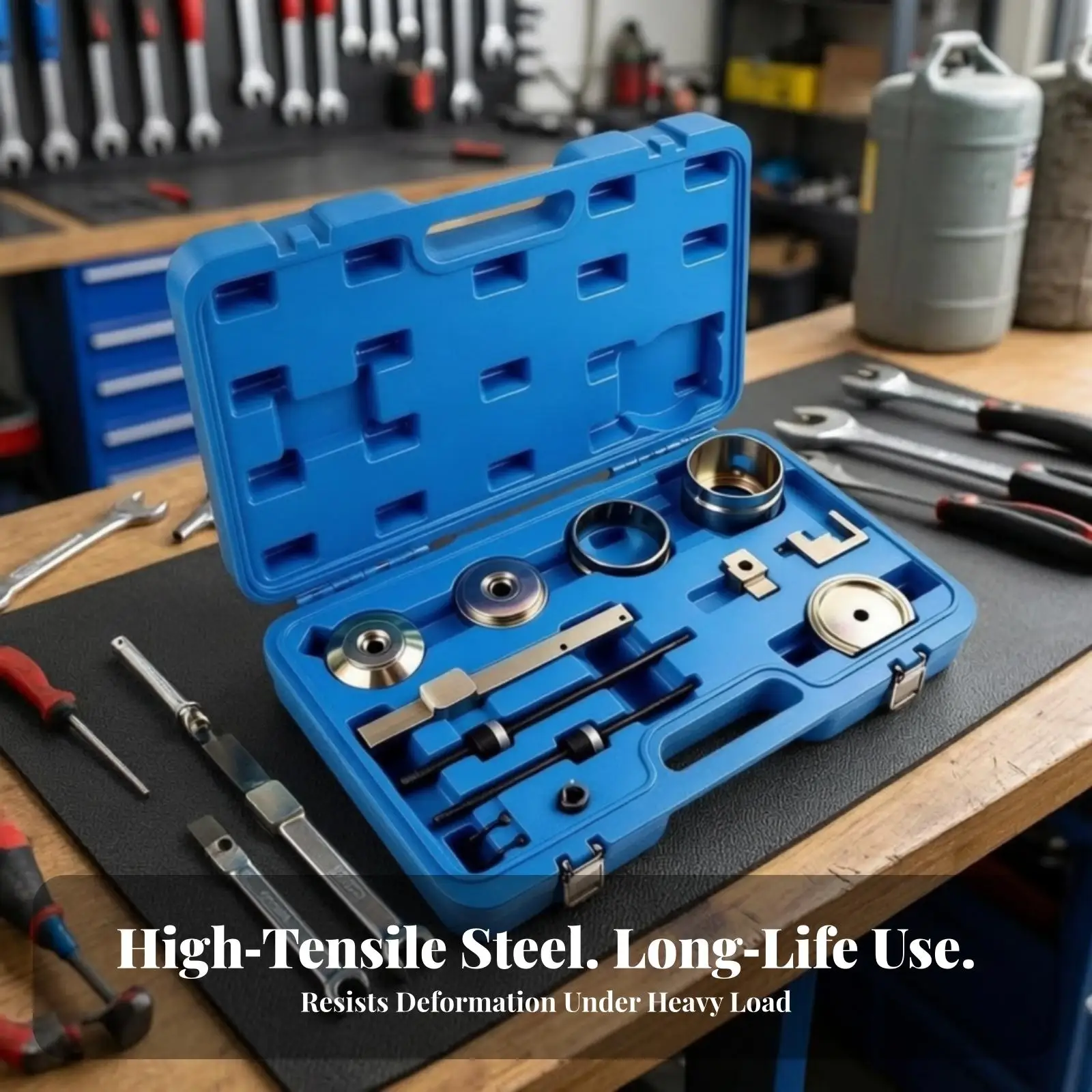 Auto Subframe Bushing Removal Tool Set for Compatible German Models Steel Adapters and Threaded Rods Complete Kit