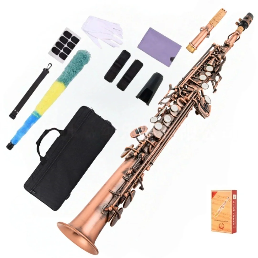 Black Gold Soprano Saxophone Bb Tone Straight Pipe Multi Color Optional Wind Instruments