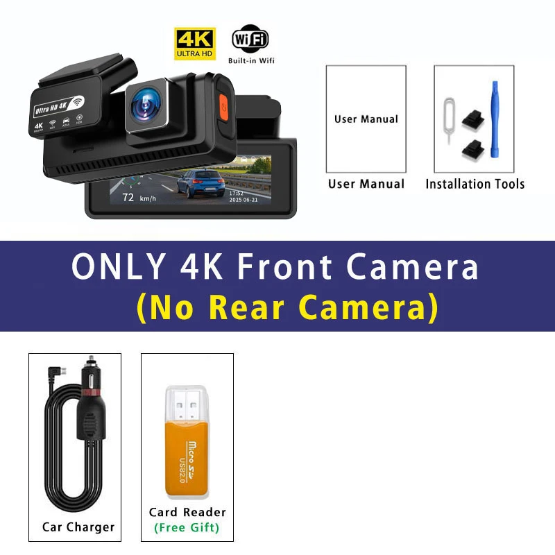 ADAS Dash Cam 4K+2.5K GPS WIFI 24H Night Vision Mini Optional Rear Lens Dashcam Car DVR Video Recorder Camera For Car Black Box image 3