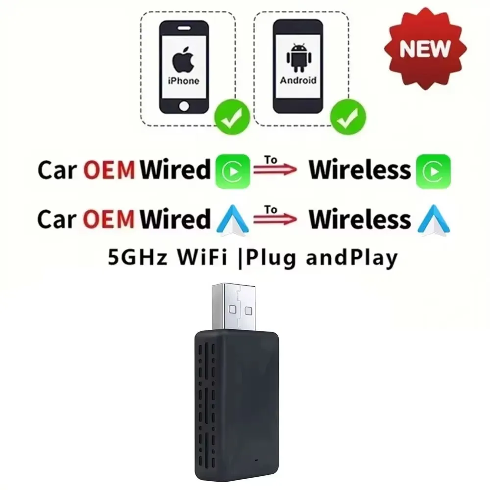 Mini Draadloze CarPlay Adapter Android Auto Draadloze Dongle Wifi 5.8G Auto Connect Box Voor iPhone Android Telefoon Voor Volvo Benz VW