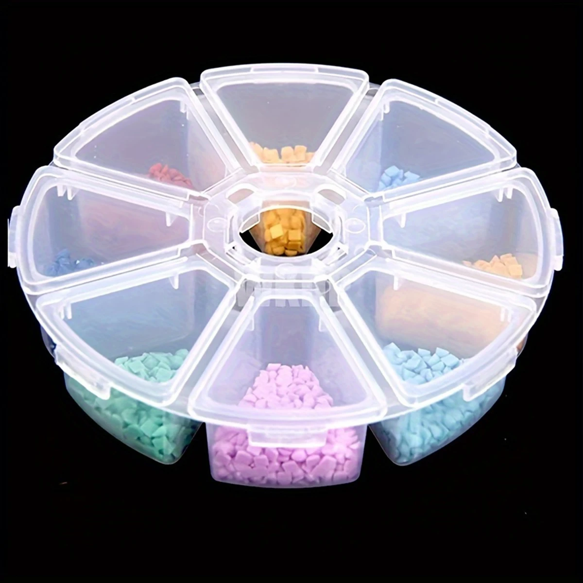 1/2/4-Piece Set of 8-Compartment Plastic Round Tables and Drawer Organizers, Suitable for Home, Bedroom, Living Room, Drawers, Desktops, Multi-Functional and Versatile, Lidded Small Bead Storage Containers for Jewelry, Beads, Crafts, Earrings, Rings, Nail Art, Hardware, Small Parts, Essential Items for Home Living, Table and Drawer Organization