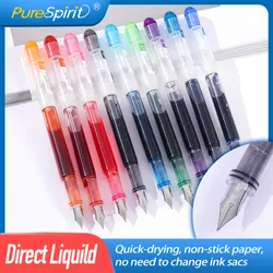 Large Capacity Disposable Fountain Pen Multi-Color Writing Ink Pens Quick-Drying Stationery F Nib Direct Liquid Pen Office Acce