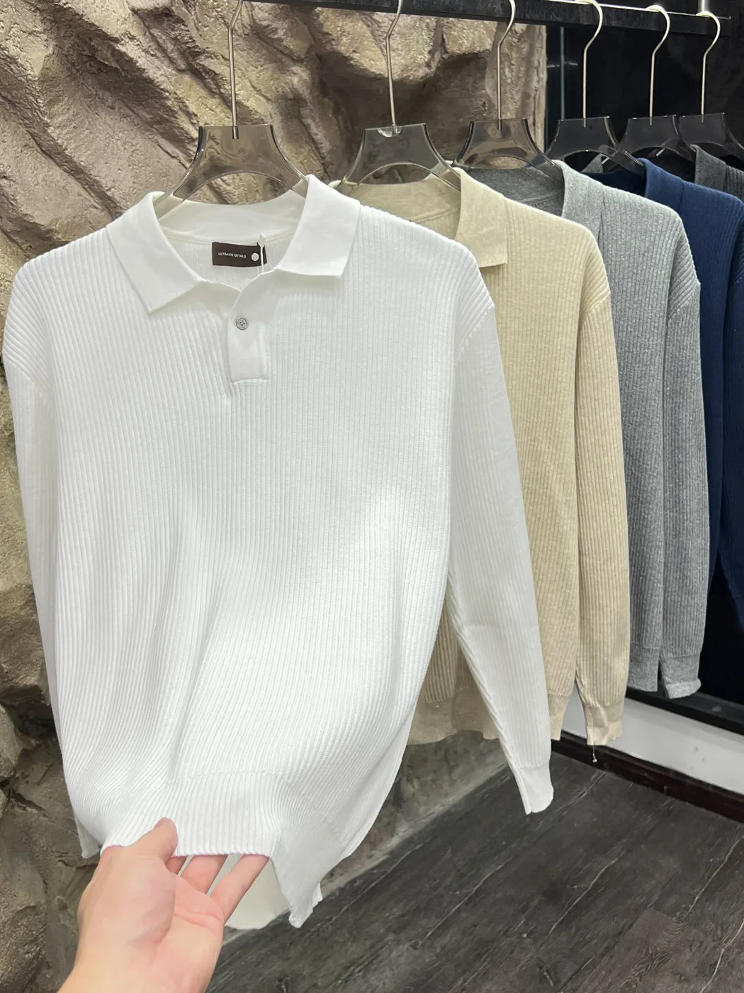 Italian Style V-Neck Knitted  Shirt Men's Stripe Texture Luxury Vintage Autumn Winter Fashion Breathable Cotton Polyester...