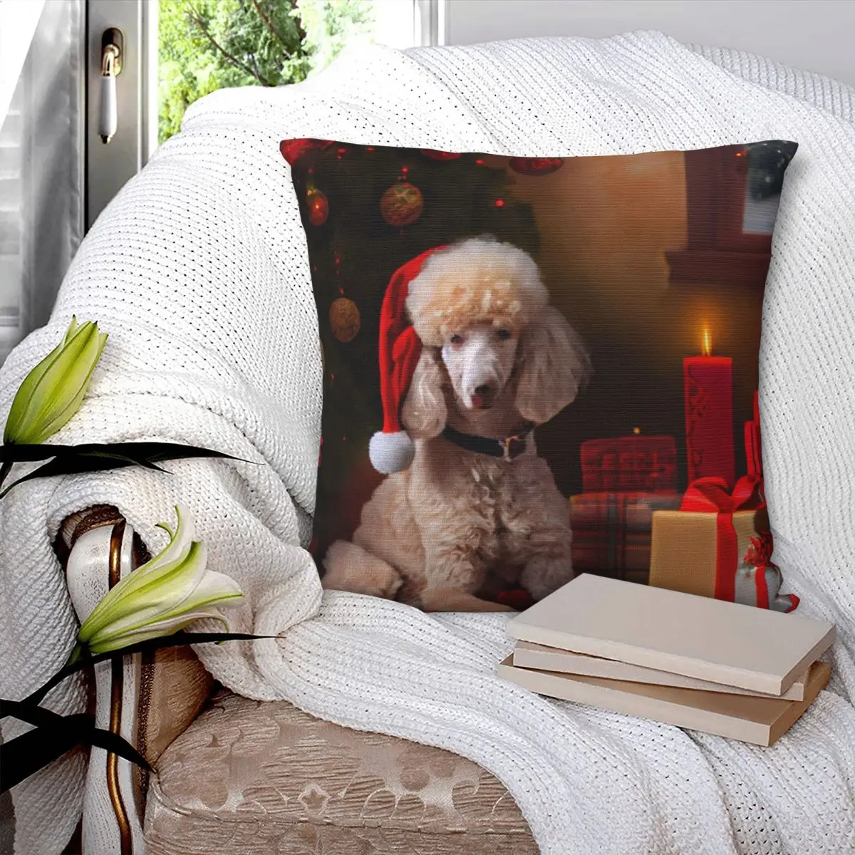 Poodle Cute Pet Dog Square Pillowcase Polyester Pillow Cover Velvet Cushion Decor Comfort Throw Pillow For Home Car