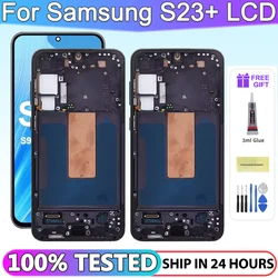 100%Test S23+ 5G LCD For Samsung S23 Plus LCD Display Touch Screen Digitizer For Samsung S23 Plus 5G S916B S916U With Frame