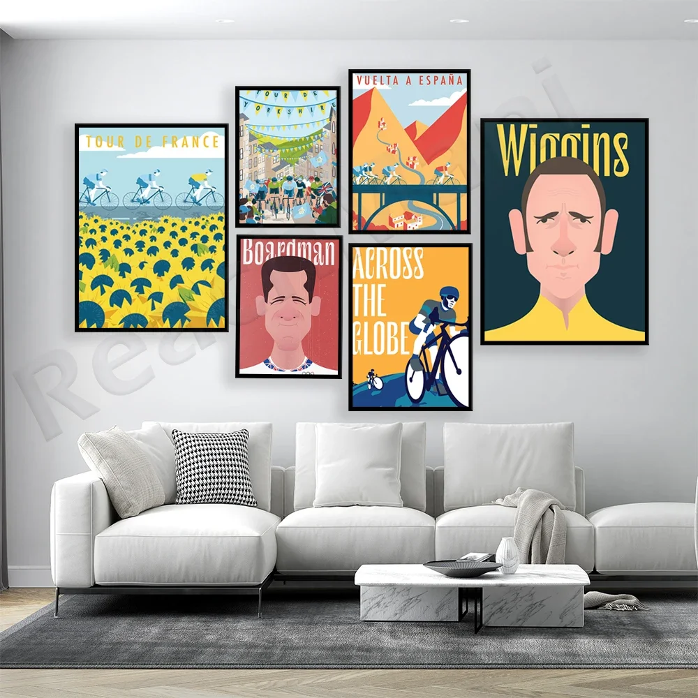 Sport bike poster, Yorkshire, Spanish cycling race print canvas painting vintage bike race commemorative event poster wall art