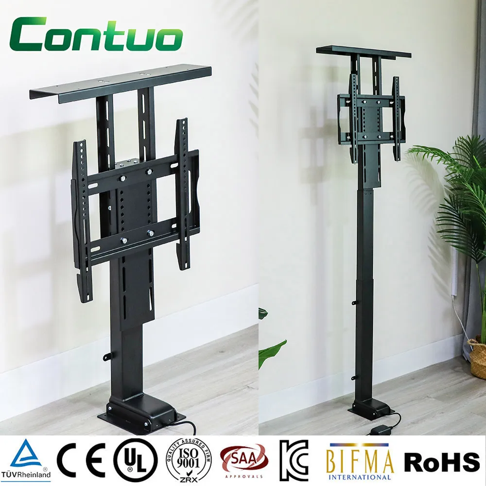 Whisper Quiet Electric TV Lift Mechanism Heavy Du ty Motorized TV Mount Stand with Wireless Remote for Home Living Room Hotel