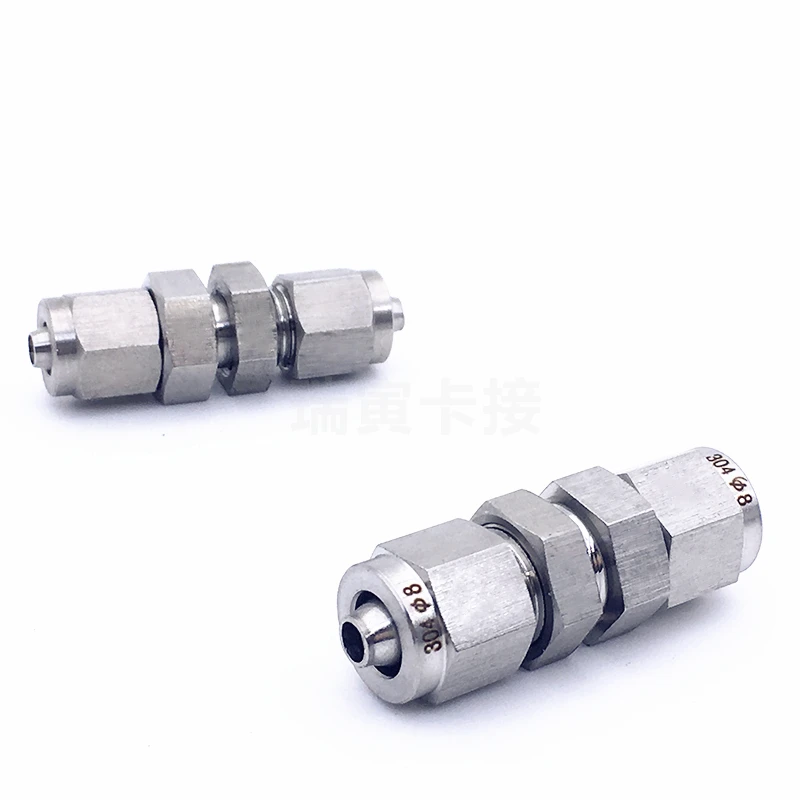 5PCS Customized 304 stainless steel quick-thread plate connector PU pipe silicone hose quick-thread bulkhead pipe connector