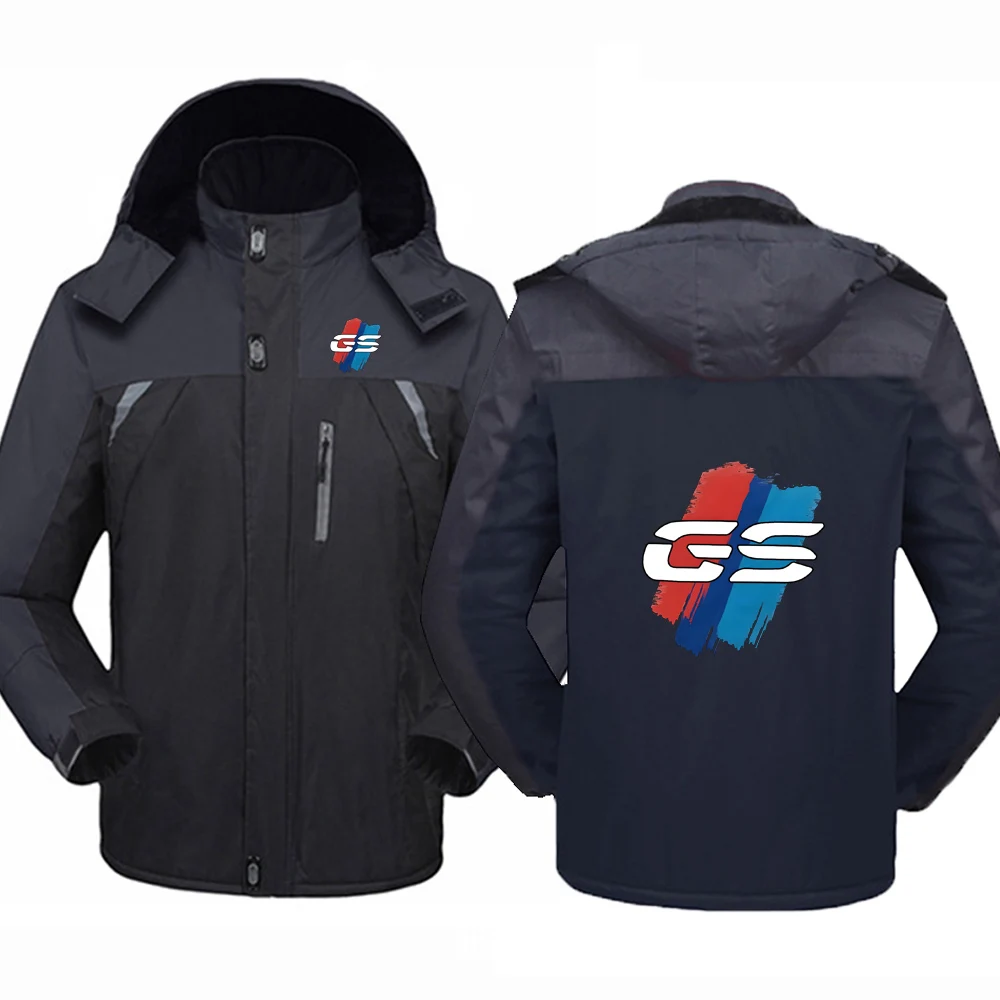 2025 Autumn And Winter Man's GS Adventure Motorcycle Logo Print Premium Thicken Cold Protection Jacket Detachable Hat Hoodies