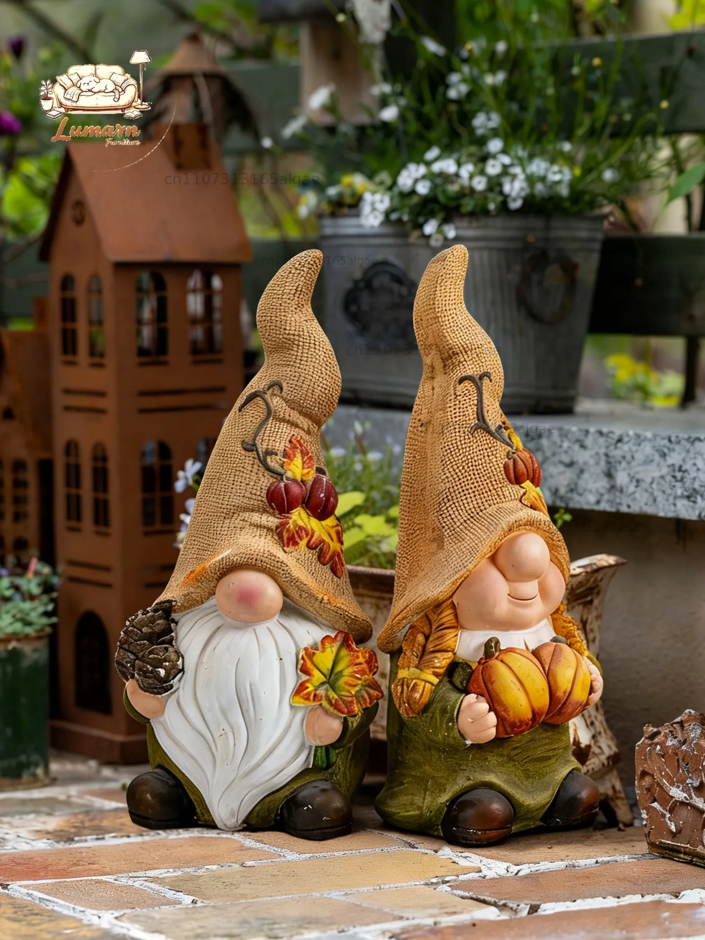 Outdoor Garden Goblin Ornament Patio Balcony Landscaping Autumn Harvest Pumpkin Thanksgiving Gift Gardening Ornament