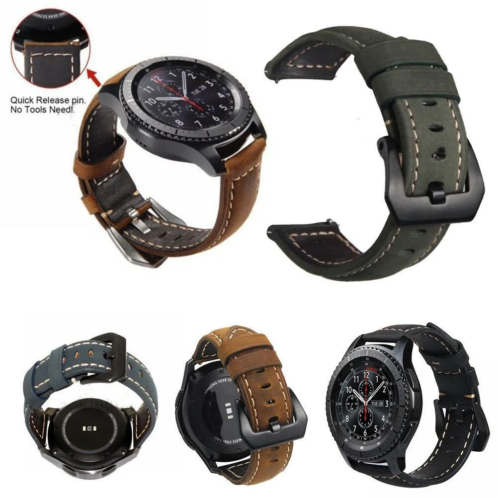20mm 22mm Quick Release Leather Straps for Zeblaze Vibe 7 Pro Lite Quality Genuine Retro Genuine Leather Watchband Accessories