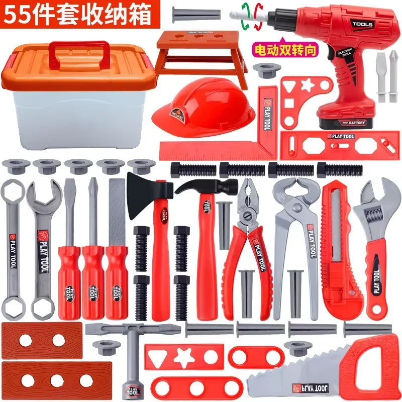 Kinder-Reparatur-Werkzeugkasten-Spielset, Simulierte Ingenieurwerkzeuge mit Bohrer, Lehrreiches Rollenspiel-Geschenk für Jungen