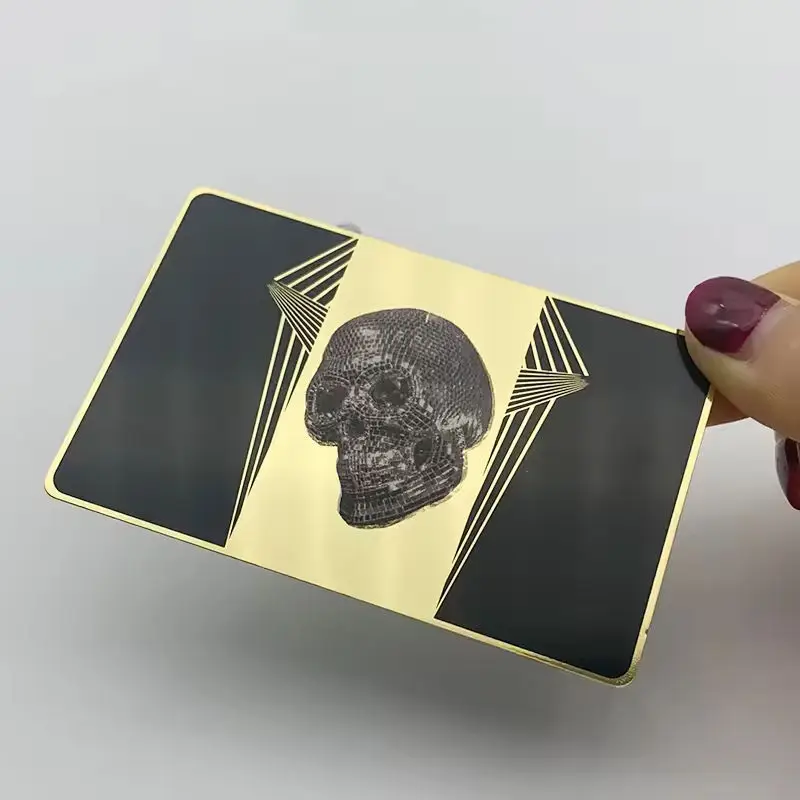 Customized Black Mirror Laser Engraved Stainless Steel Blank Business Card Printing High-End VIP Metal Business Card