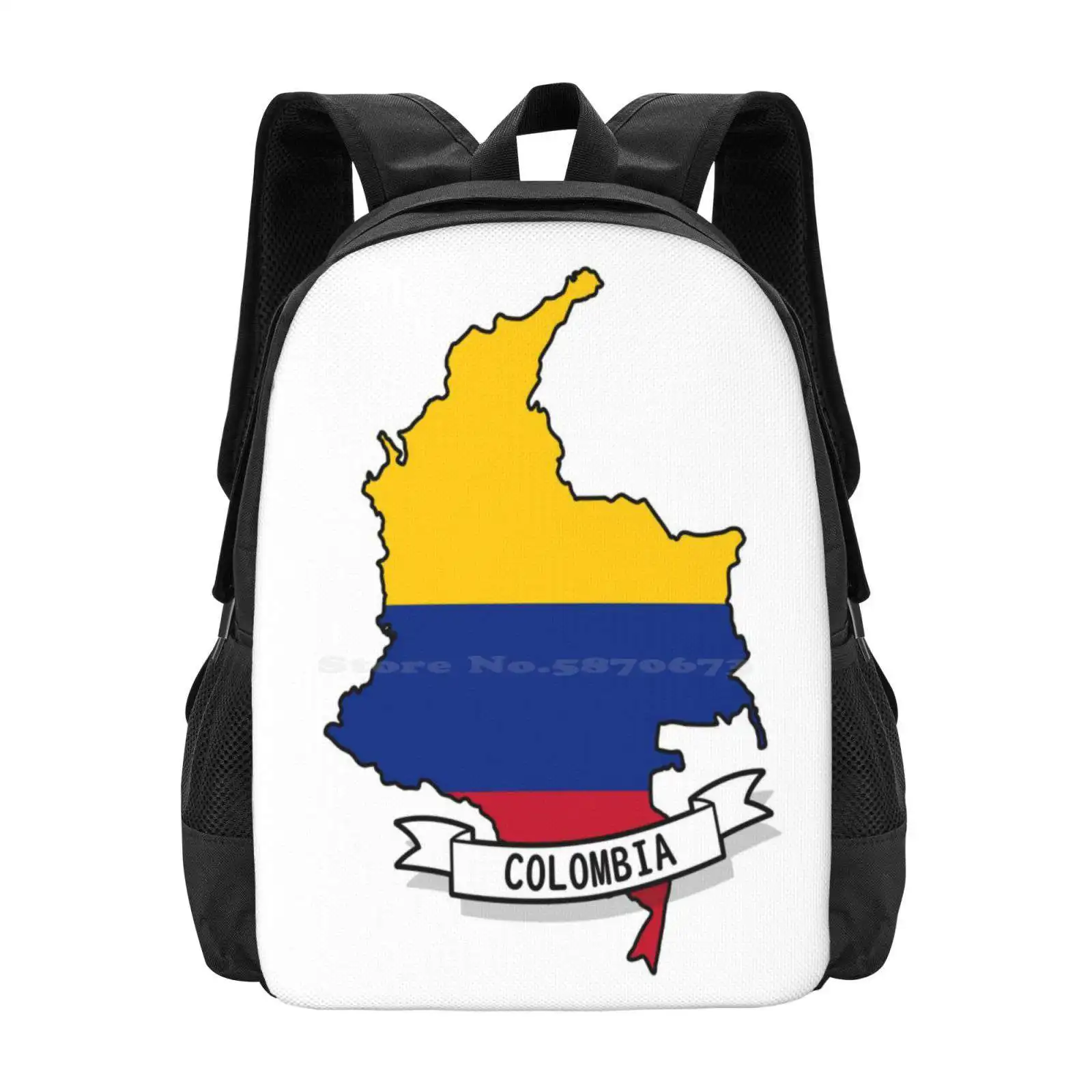 Colombia Flag Map Hot Sale Schoolbag Backpack Fashion Bags Colombia Flag Colombia Map Colombia Shape Maps Flags Country