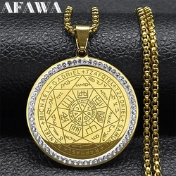 Seven Archangels Medal Angel Necklace for Women Men Stainless Steel Seal of Solomon Protection Chain Jewelry collar NZZZ504S02