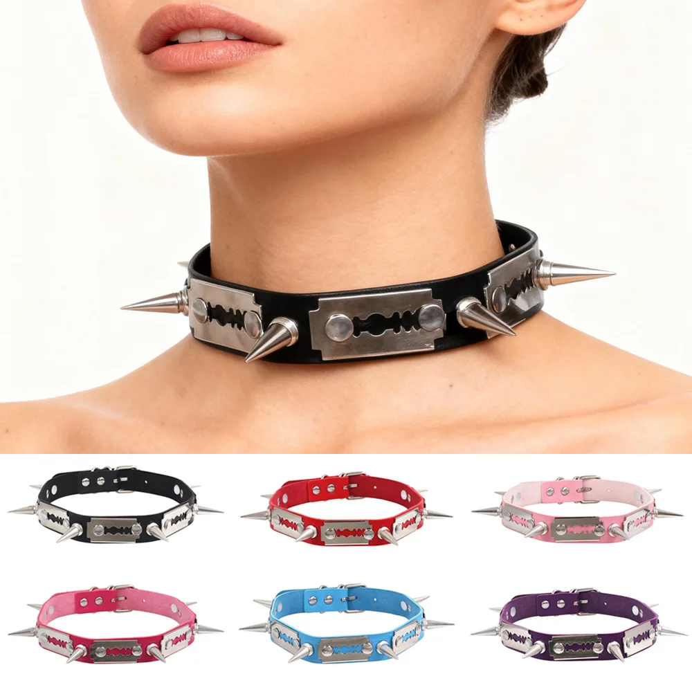 Fashion Punk Gothic Necklace Collar,Torques Rivet Blade Choker Y2K Necklace For Birthday Lovers Witch Sexy Jewelry Harajuku ﻿