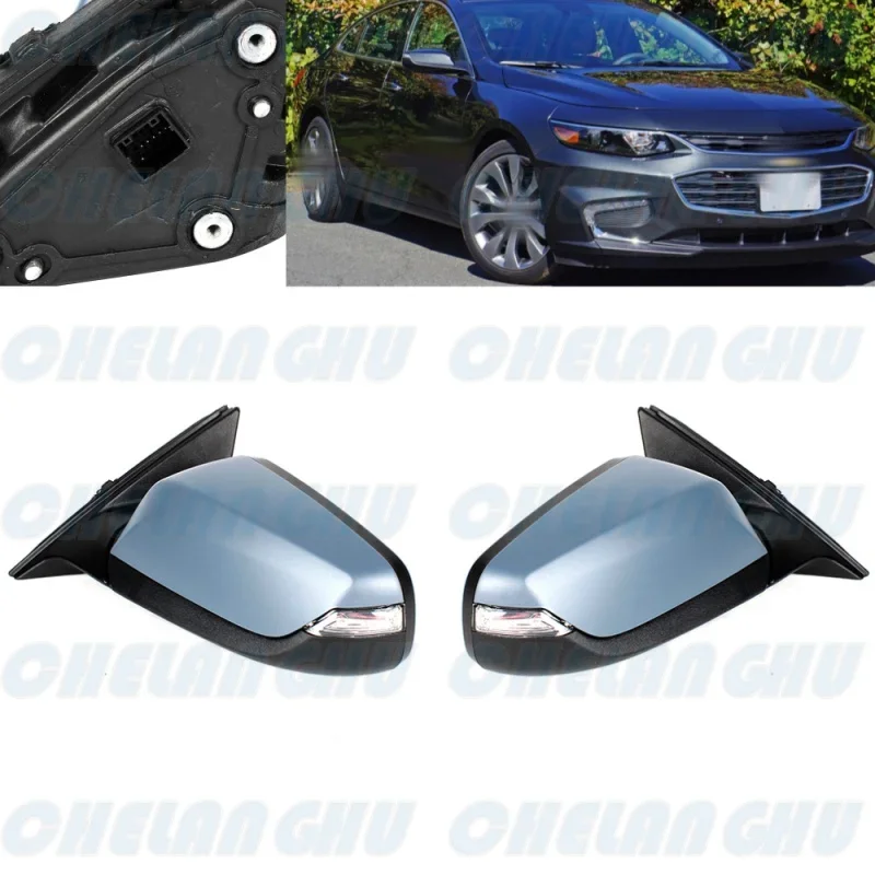 For Chevrolet Malibu 2016 2017 2018 2019 2020 2021 LHD 1 Pair 7 Pins Unpainted Heated Power Adjust Auto Fold Mirror Assembly