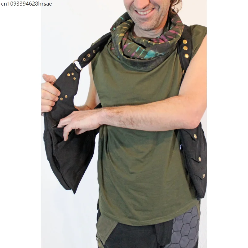 

Medieval Steampunk Lace-Up Harness Canvas Bag Unisex Gothic Vintage Utility Pack Festival Cosplay Props Streetwear Style