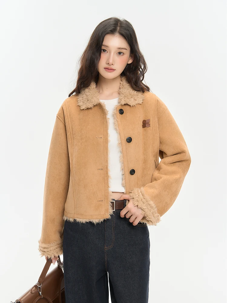 

King Prince осень-зима Thiened Suede Fce женский тюнет теплая верхняя одежда для поездок на работу Long Sve обычная длина