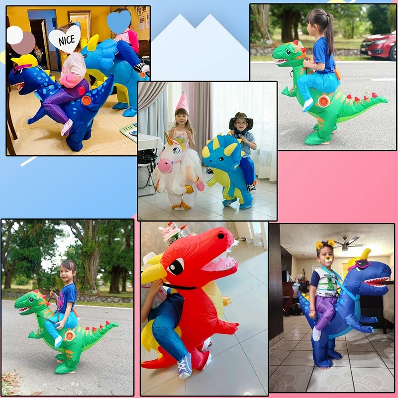 Fantasias infláveis de dinossauro unicórnio para crianças, Halloween Cosplay, Animal Fancy Purim, presente de aniversário para meninos e meninas