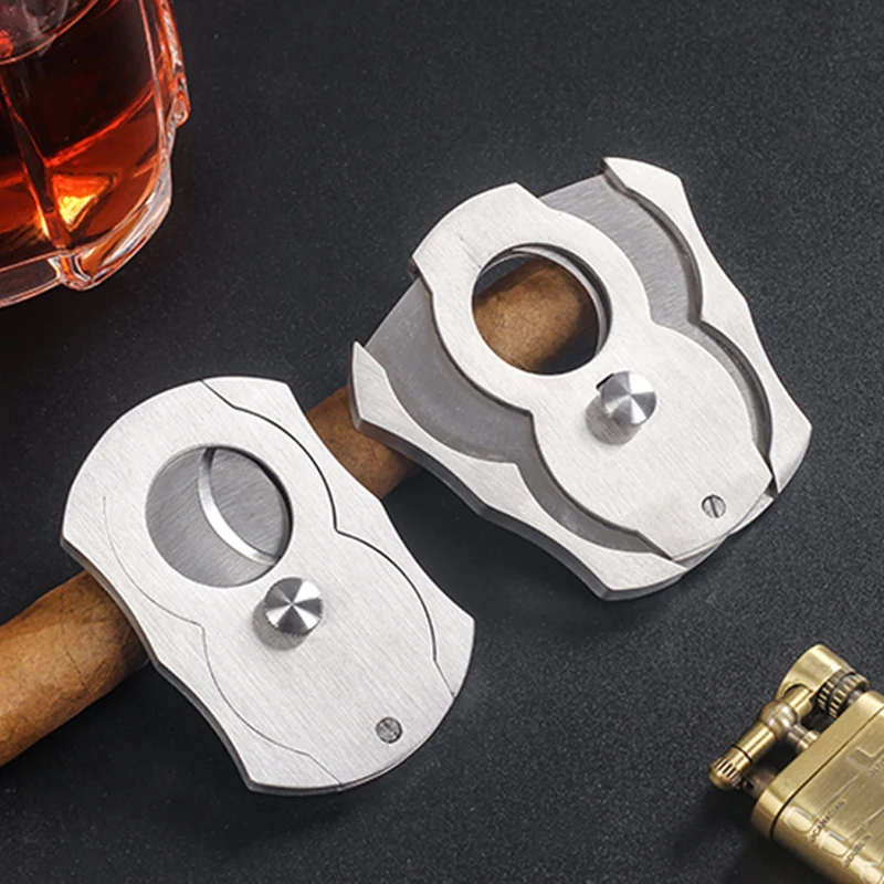 22mm Double Blades Cigar Cutter Stainless Steel Pocket metal butterfly Style Cigar Knife Tools Smoking Accessories