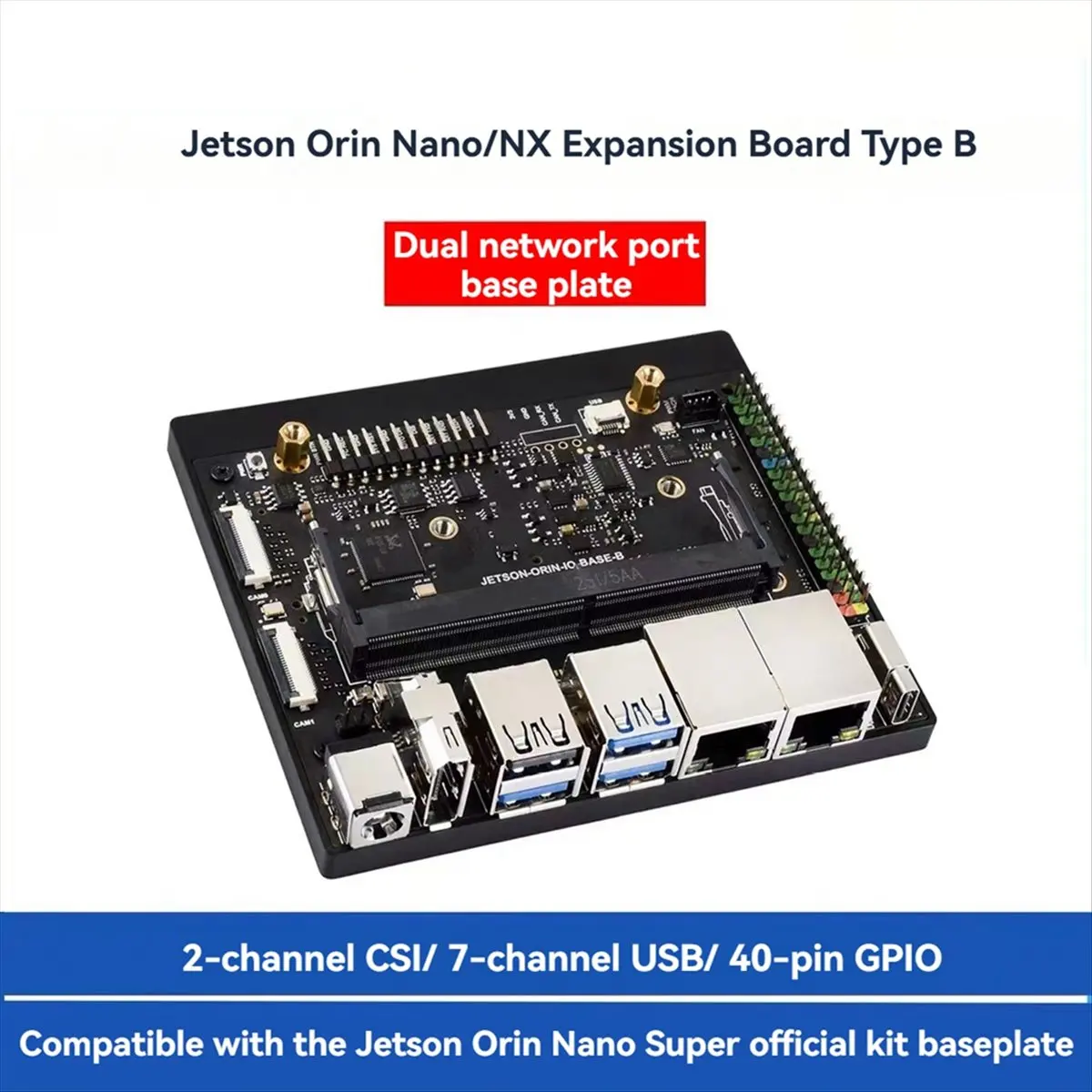 For Nano/NX Super Dual Ethernet Port Base Board 4K HD Expand 2 Interface 2 M.2 Key M and M.2 Key E Port
