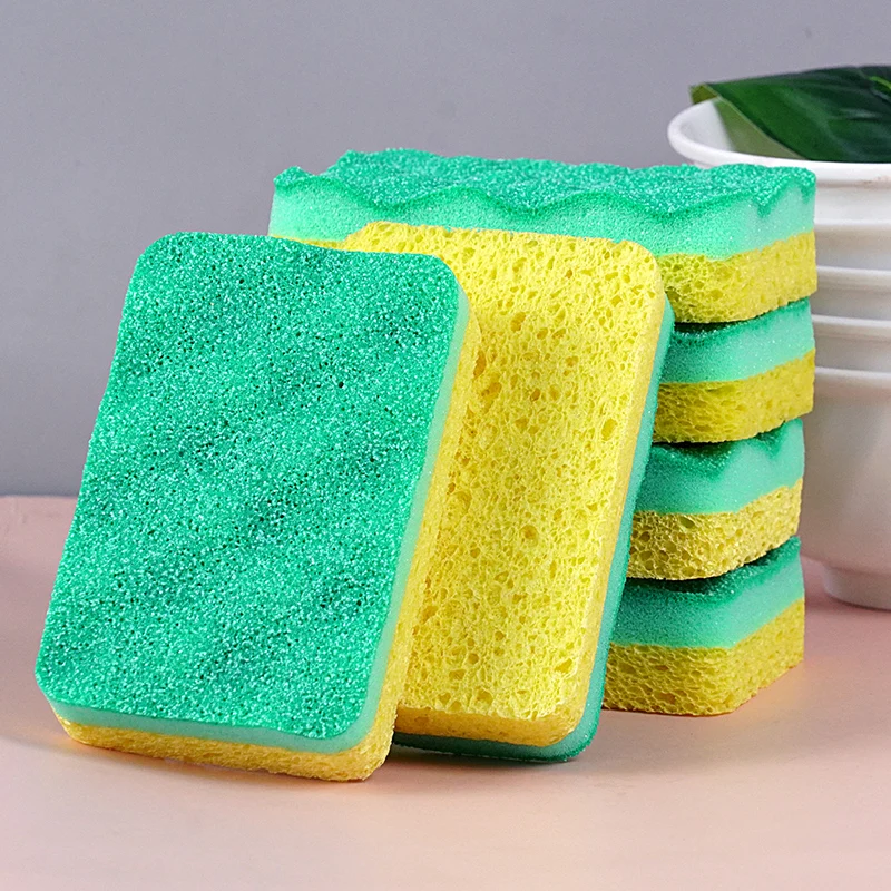 Wavelet Wood Pulp Cotton Sponge Wipe Wholesale Kitchen Cleaning Sponge No Scratch Pot or Dish Degradable Sponge