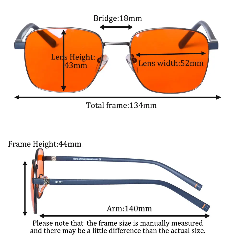 SHINU Glasses men women y2k red orange lenses Blue light blocking computer glasses relieve eye strain & dry eyes eyewear